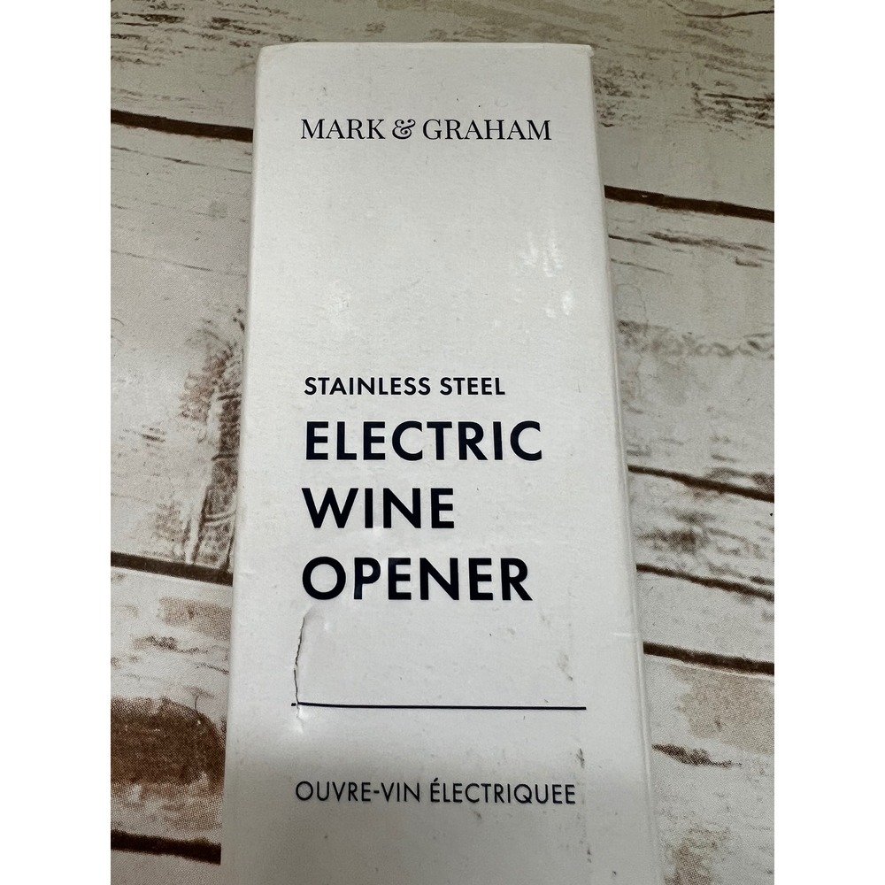 Mark & Graham Electric Wine Opener Stainless Steel Battery Operated NIB OS